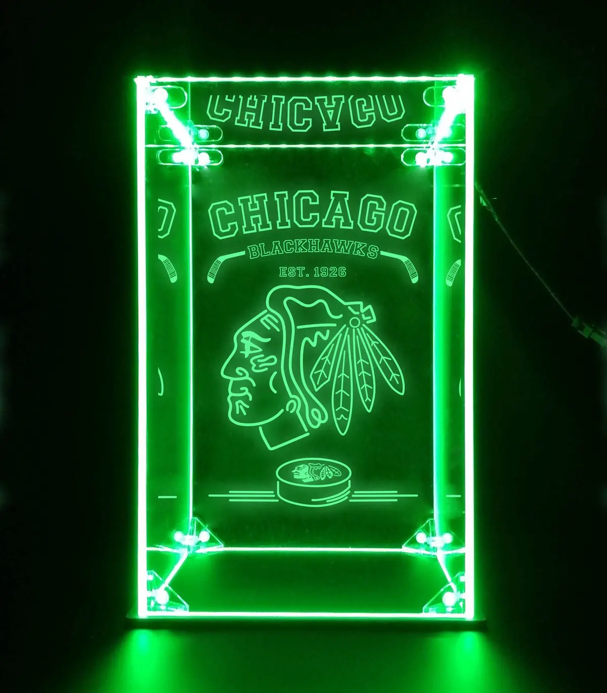 Led Display Case For Chicago Blackhawks Sports Memorabilia 2