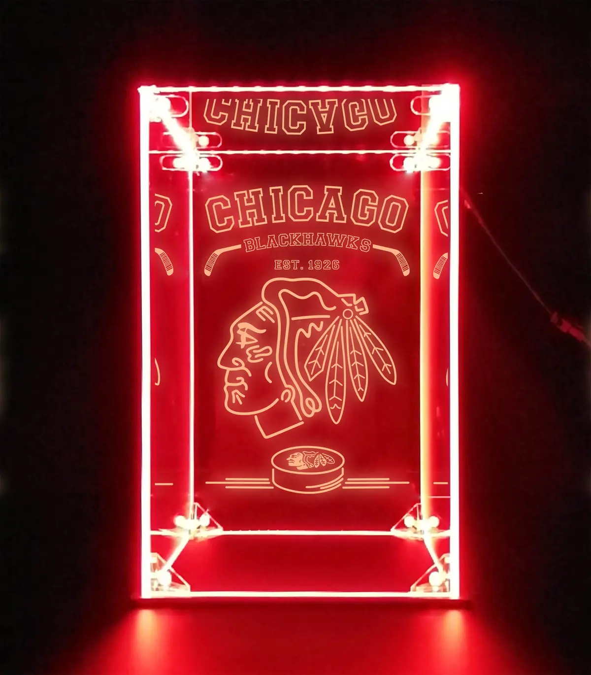 Led Display Case For Chicago Blackhawks Sports Memorabilia 3