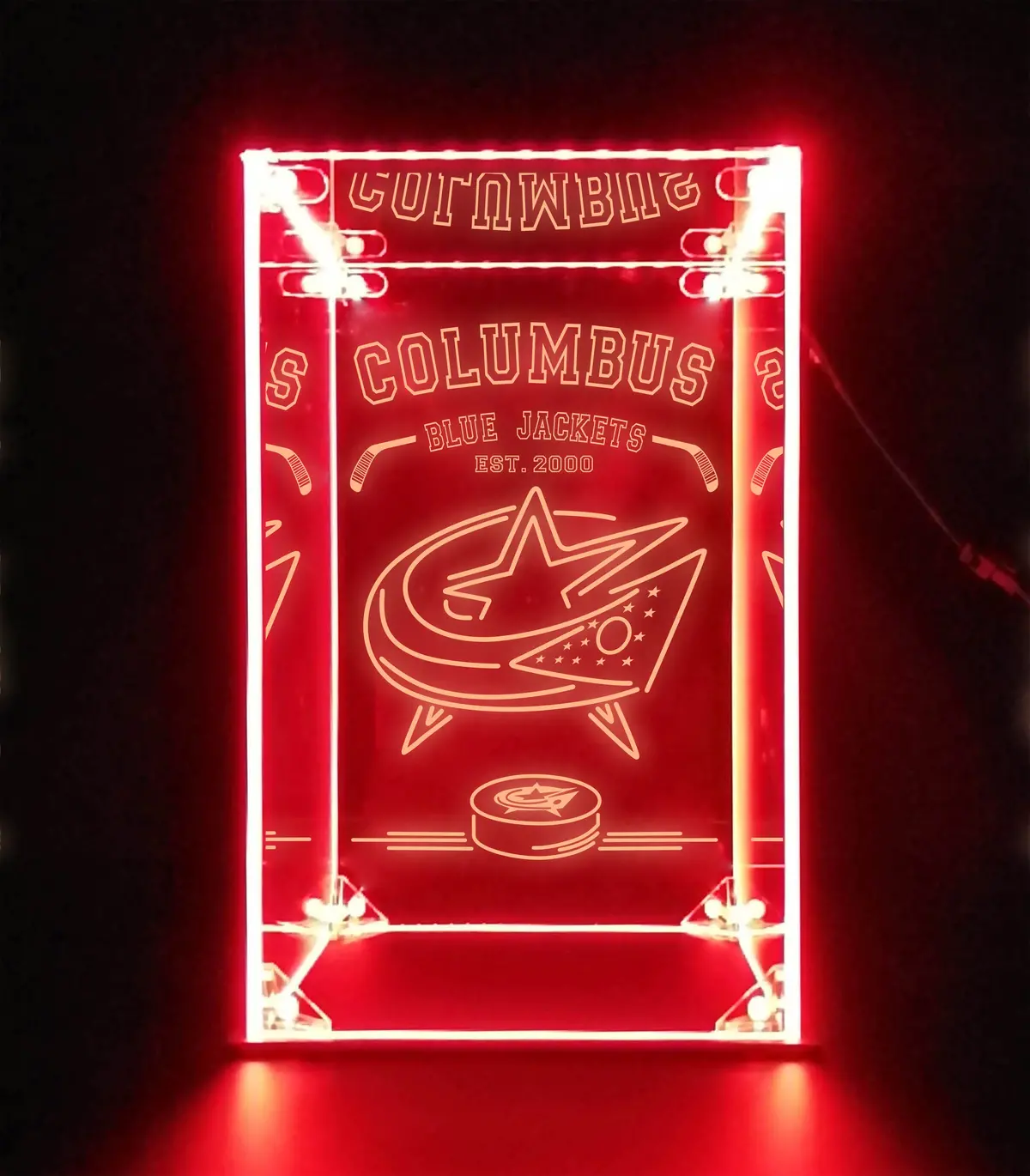 Led Display Case For Columbus Blue Jackets Sports Memorabilia 3
