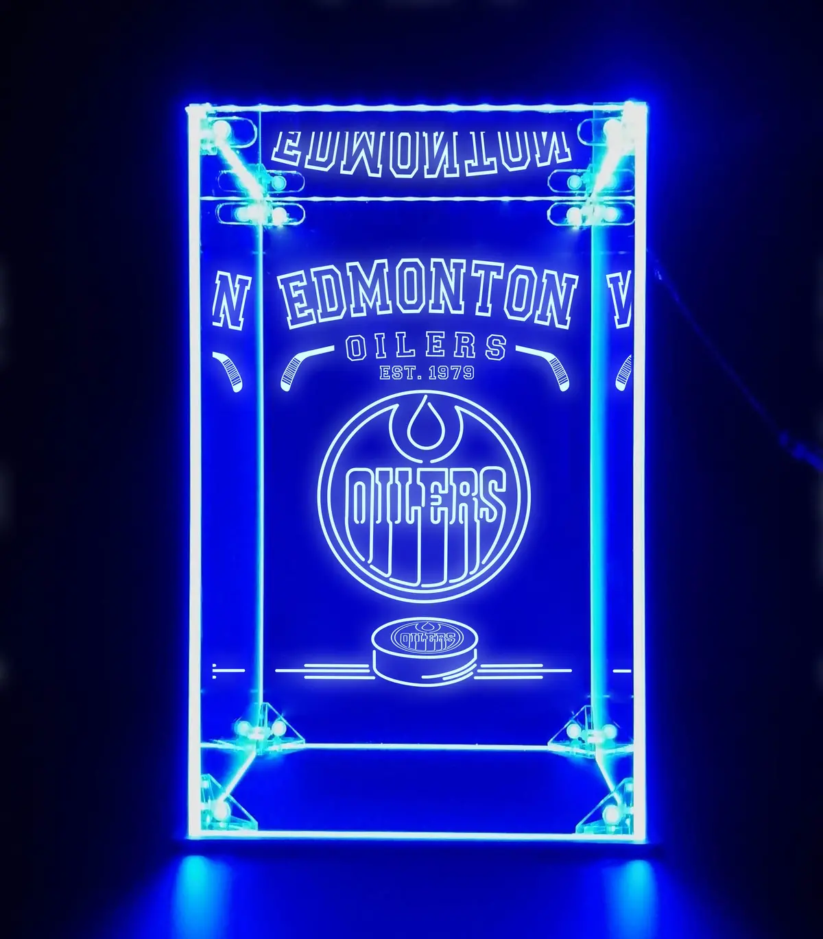 Led Display Case For Edmonton Oilers Sports Memorabilia 1