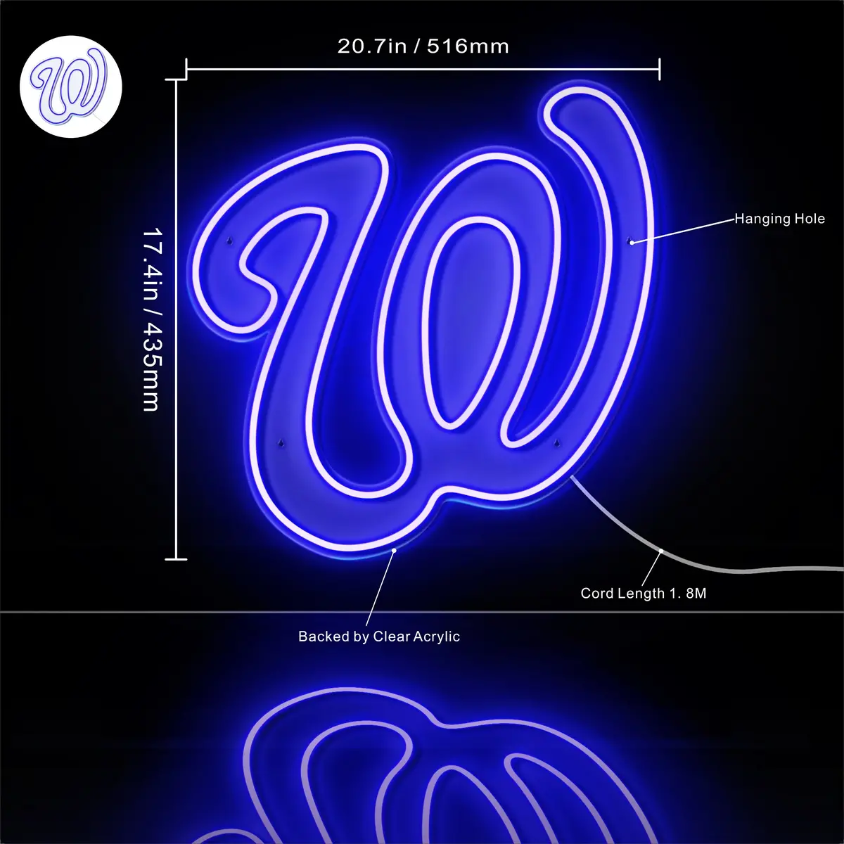 Washington Nationals Cap Flex Neon Led Sign 4