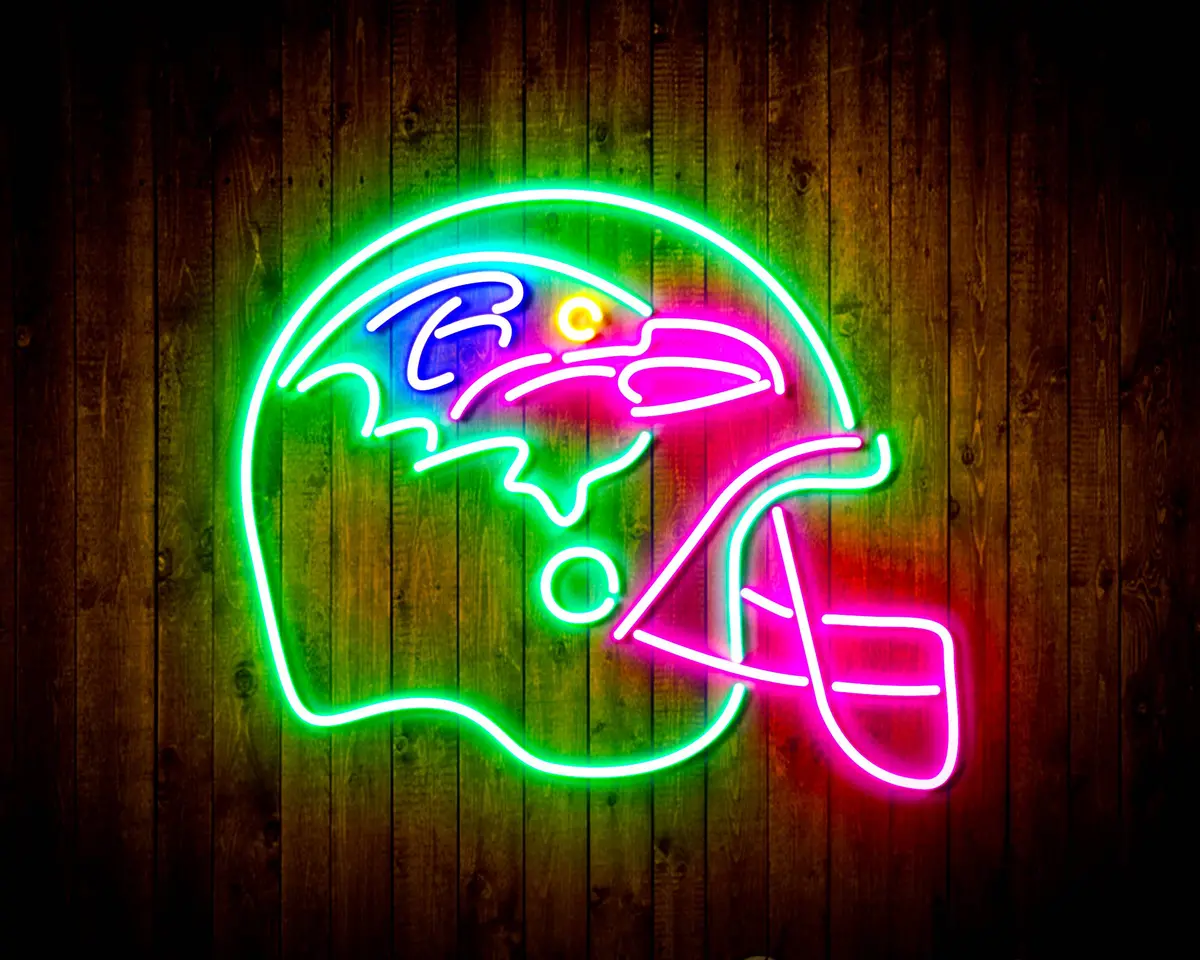 Nfl Helmet Baltimore Ravens Bar Neon Flex Led Sign 6