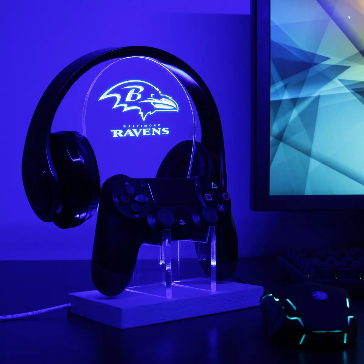 Baltimore Ravens Super Bowl Led Gaming Headset Controller Stand 2