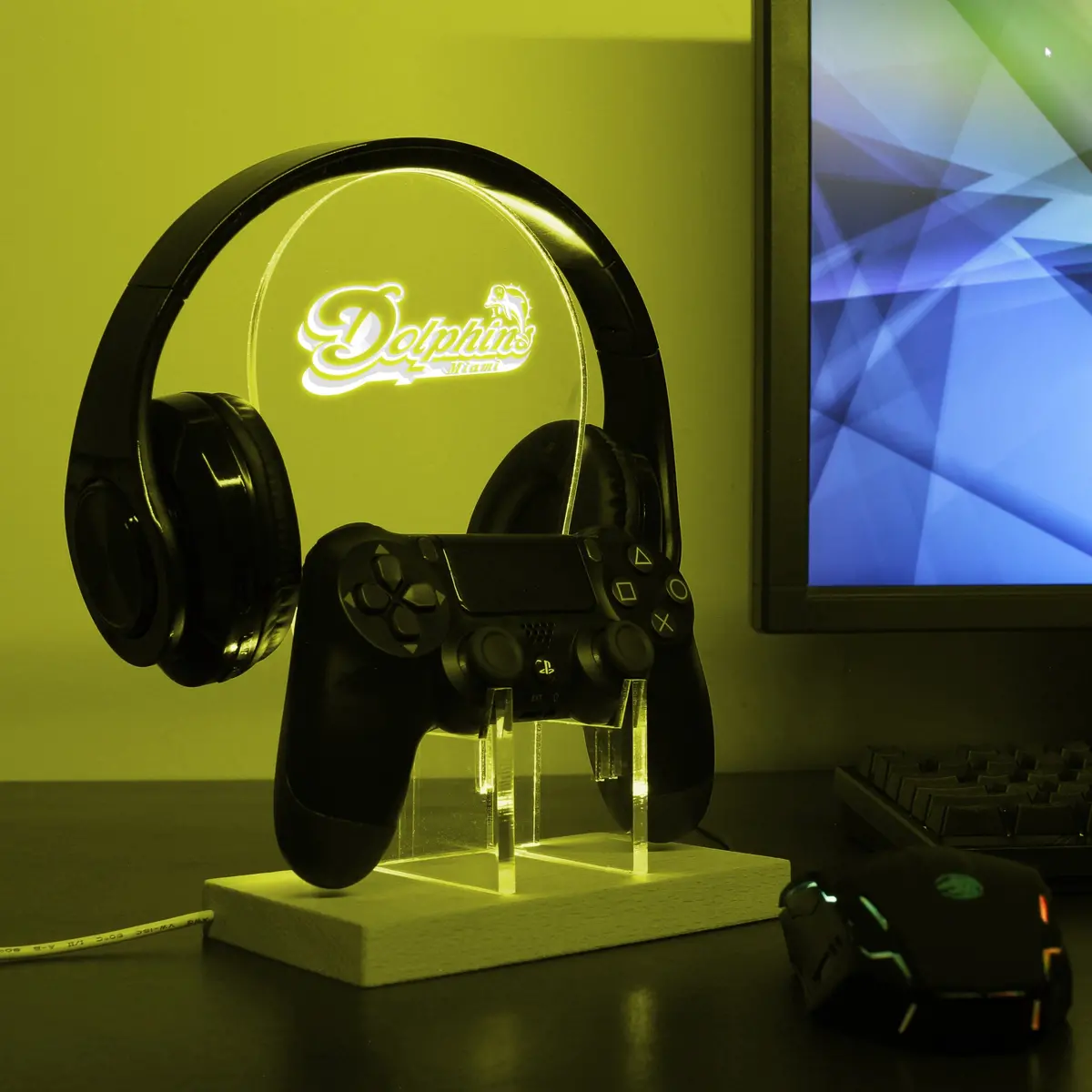 Miami Dolphins Led Gaming Headset Controller Stand 1