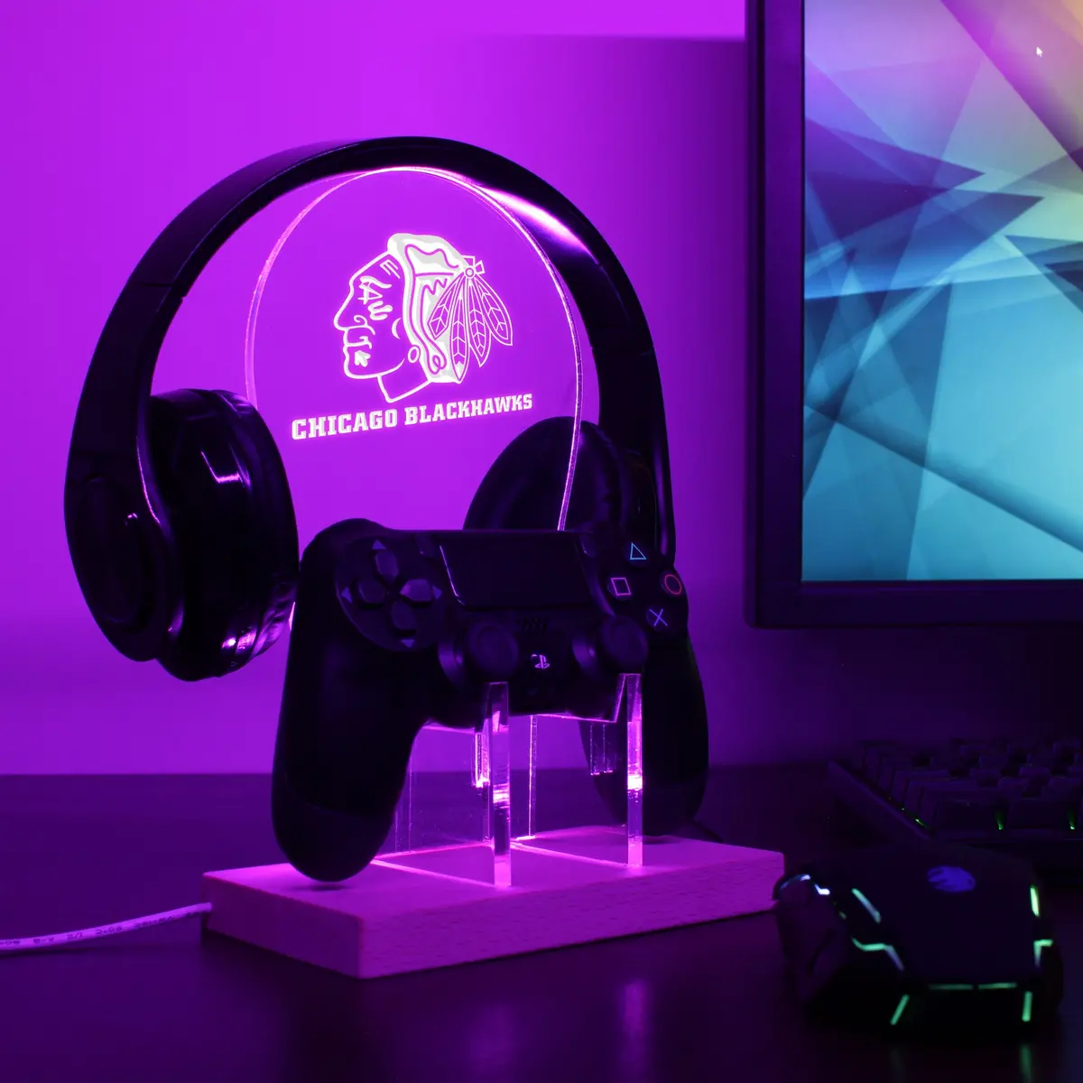 Chicago Blackhawks Led Gaming Headset Controller Stand 1