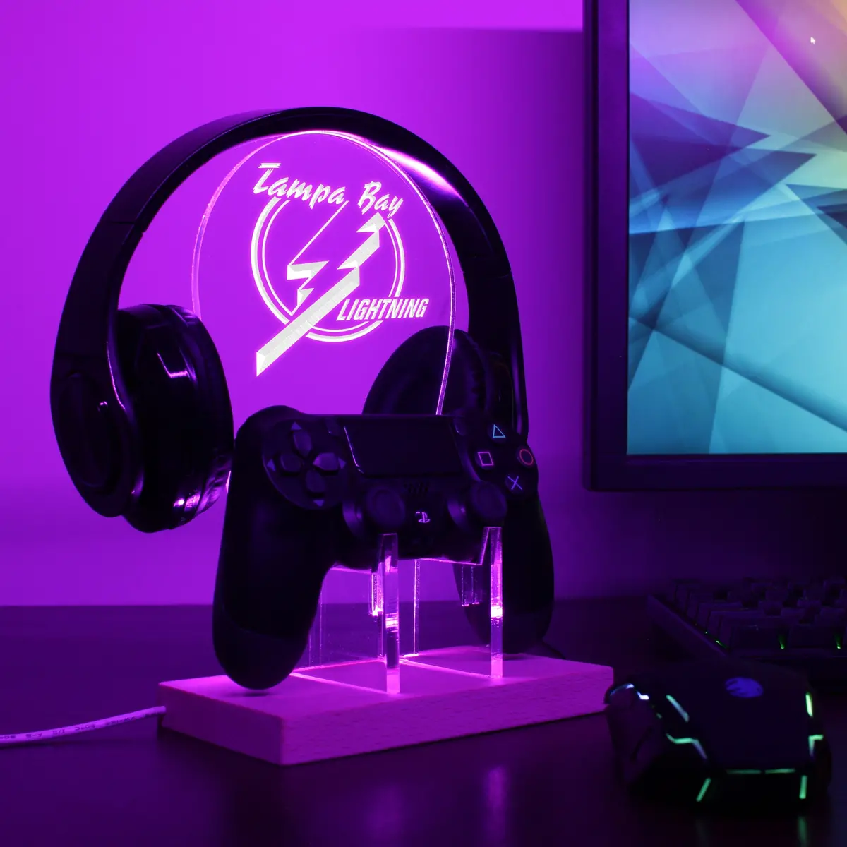 Tampa Bay Lightning Led Gaming Headset Controller Stand 1