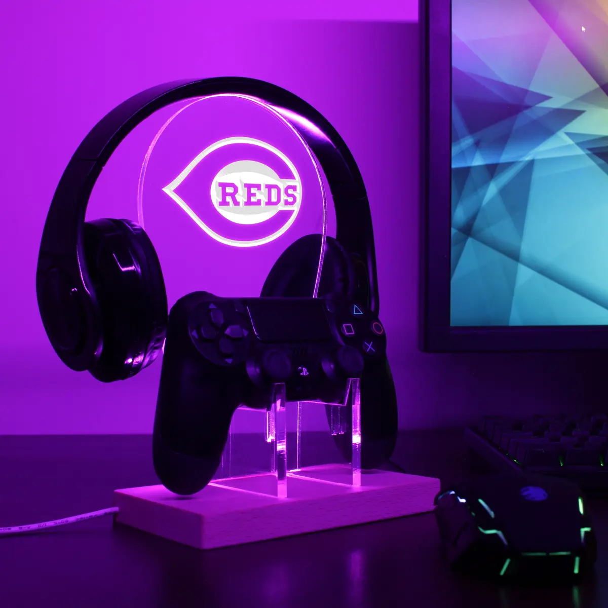 Cincinnati Reds Led Gaming Headset Controller Stand 1