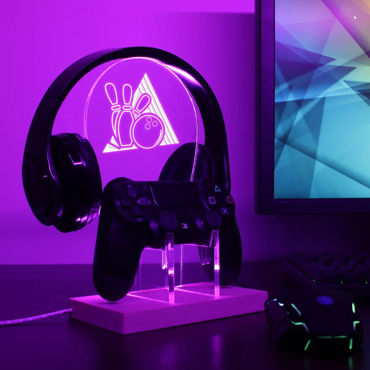 Bowling Game Led Gaming Headset Controller Stand 1