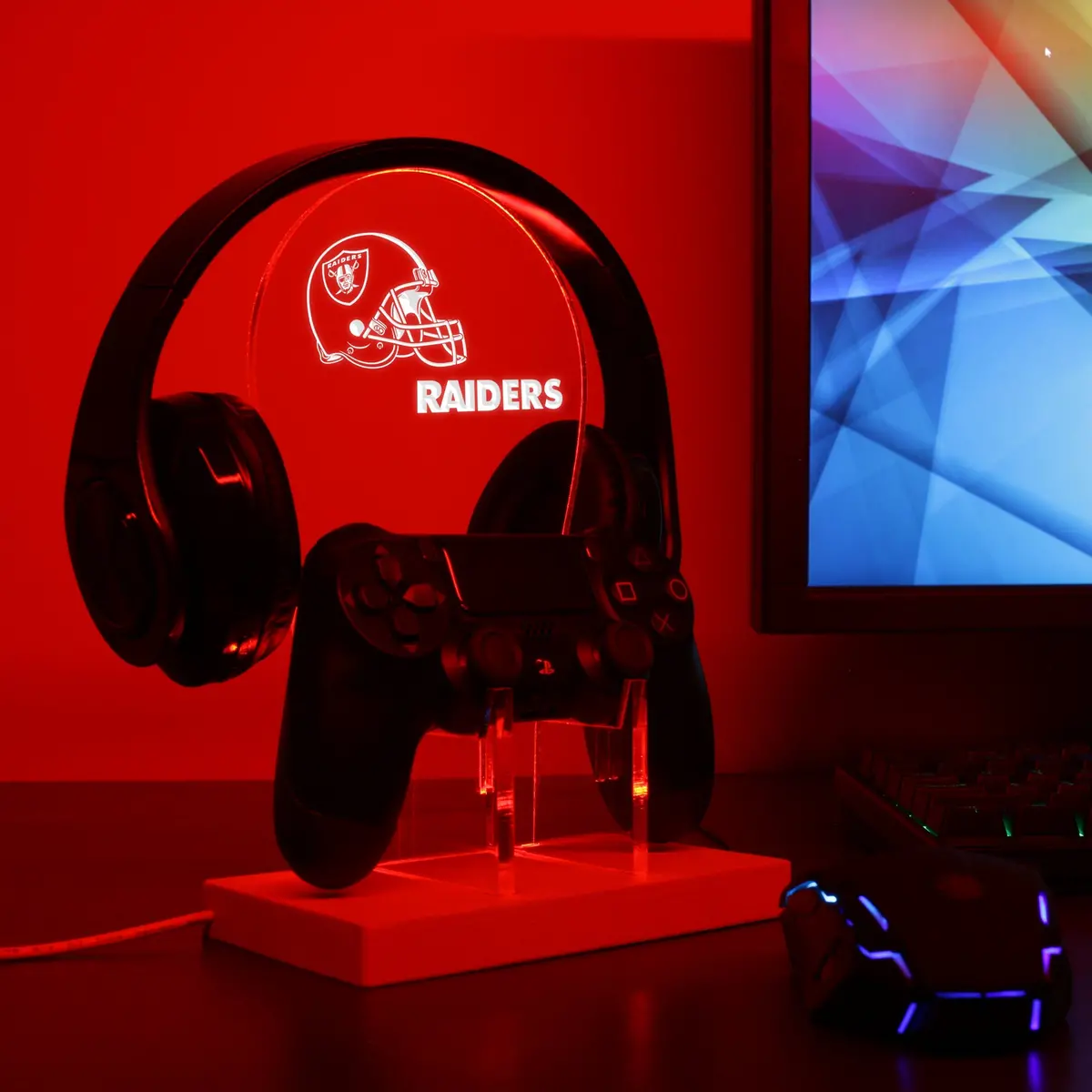 Las Vegas Raiders Helmet Led Gaming Headset Controller Stand 1