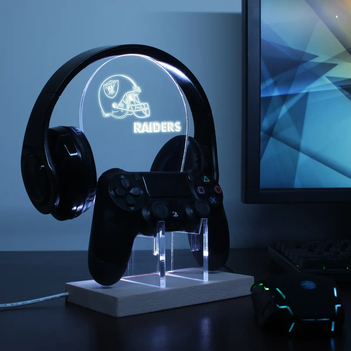 Las Vegas Raiders Helmet Led Gaming Headset Controller Stand 2