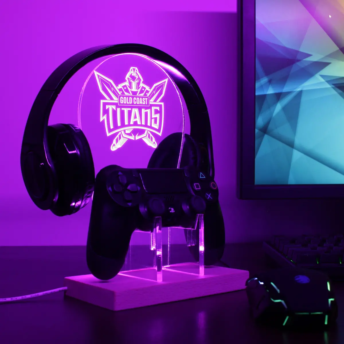 Gold Coast Titans Led Gaming Headset Controller Stand 1