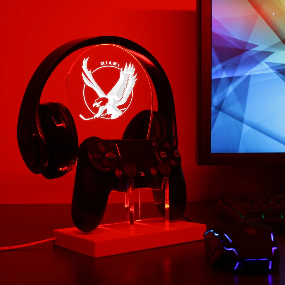 Miami Screaming Eagles Led Gaming Headset Controller Stand 2