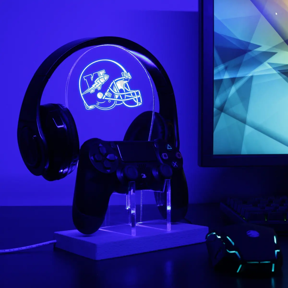 Winnipeg Blue Bombers Helmet Led Gaming Headset Controller Stand 1