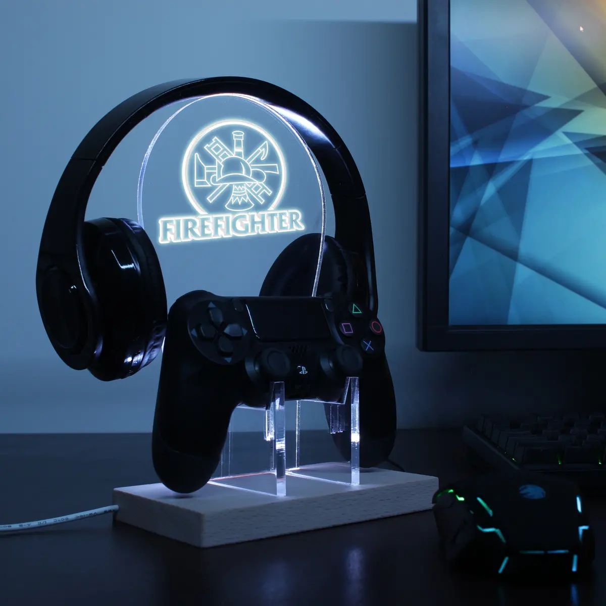 Firefighter Led Gaming Headset Controller Stand 1