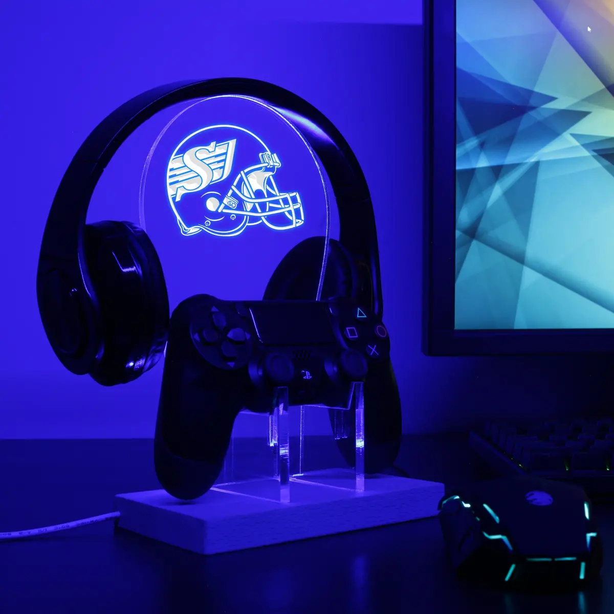 Saskatchewan Roughriders Helmet Led Gaming Headset Controller Stand 1