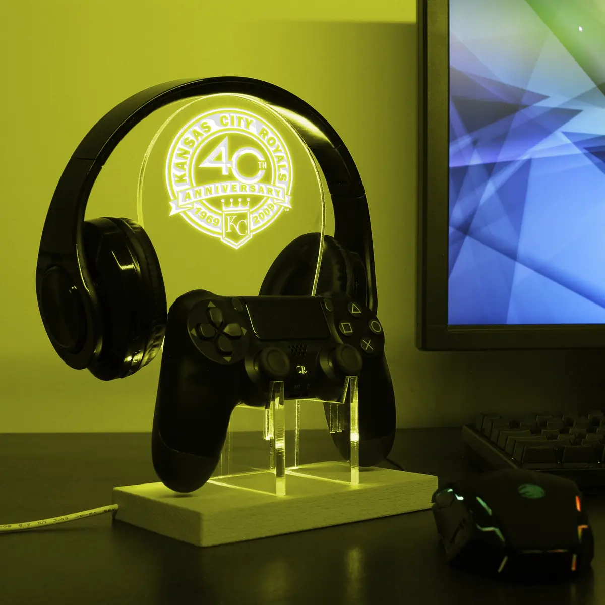 Kansas City Royals 40Th Anniversary Led Gaming Headset Controller Stand 1