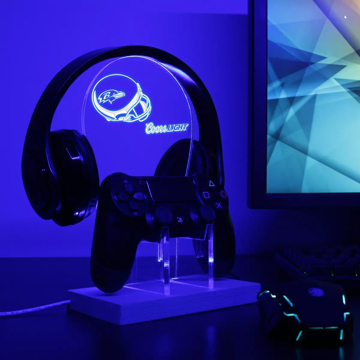 Baltimore Ravens Helmet Logo Led Gaming Headset Controller Stand 1