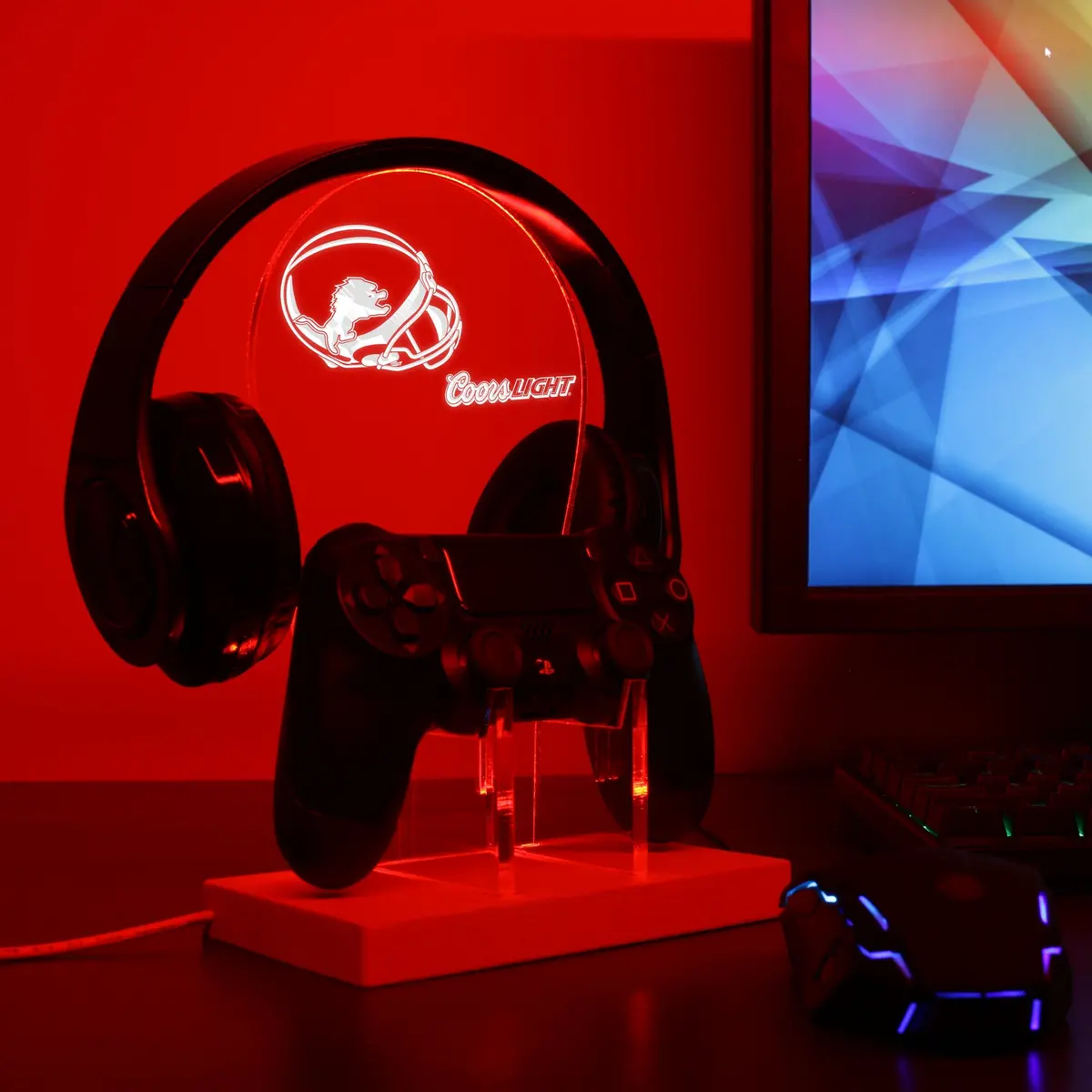Detroit Lions Helmet Logo Led Gaming Headset Controller Stand 1