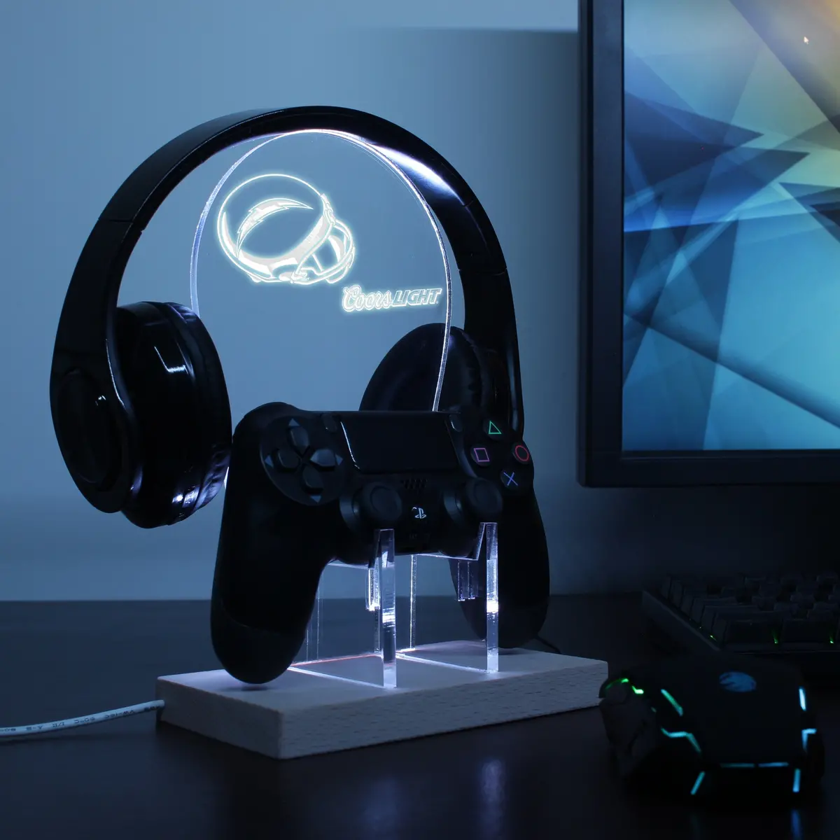 San Diego Chargers Helmet Logo Led Gaming Headset Controller Stand 1