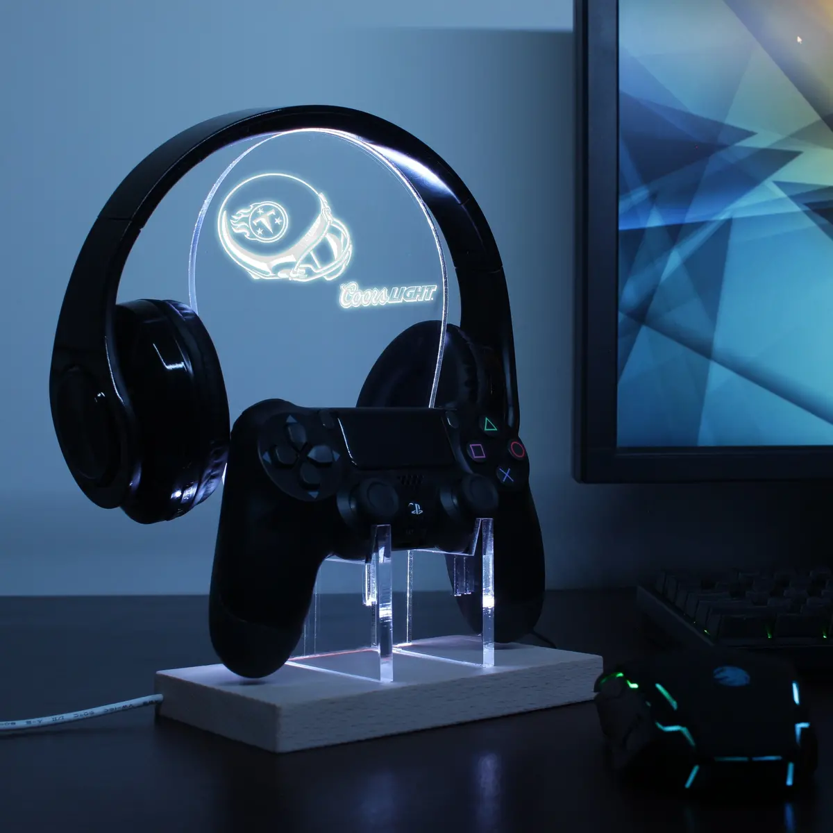 Tennessee Titans Helmet Logo Led Gaming Headset Controller Stand 2