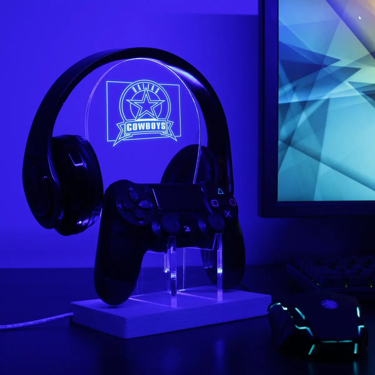 Cowboys Badge Led Gaming Headset Controller Stand 1