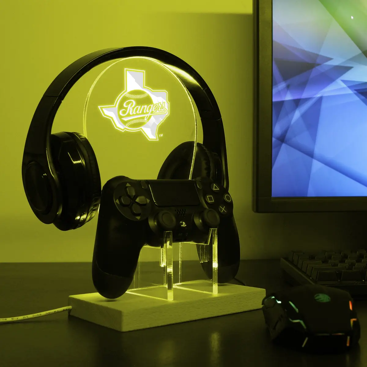 Texas Rangers 1984 - 1993 Led Gaming Headset Controller Stand 1
