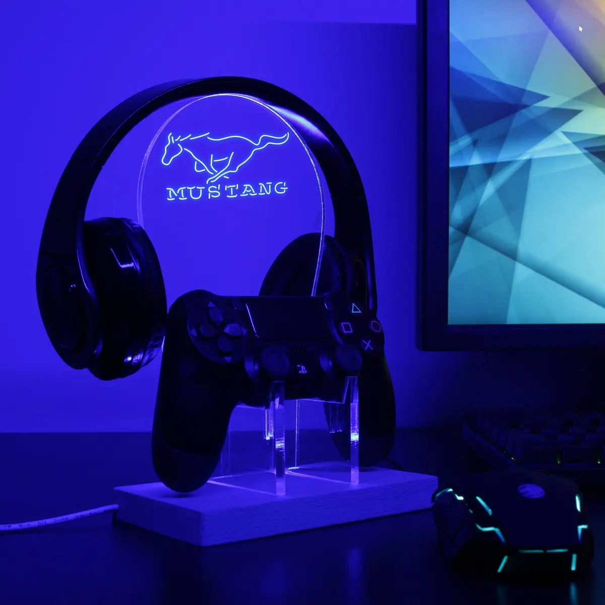 Mustang Ford Led Gaming Headset Controller Stand 1