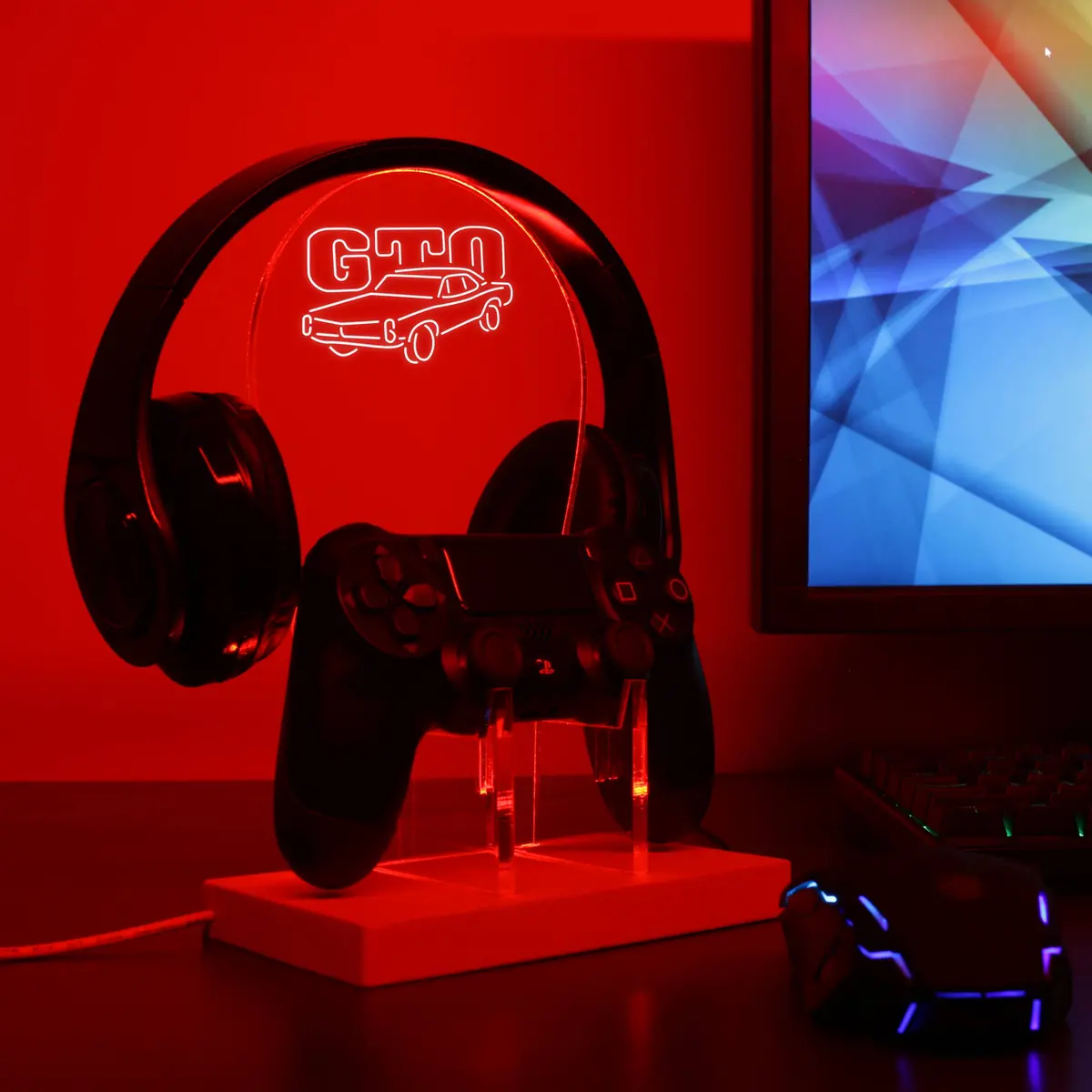 Gm American Auto Pontiac Gto Led Gaming Headset Controller Stand 1