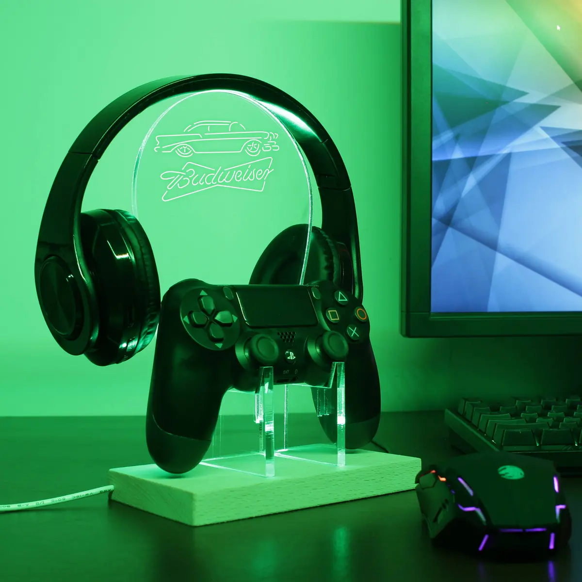 Vintage Car Budweiser Led Gaming Headset Controller Stand 2