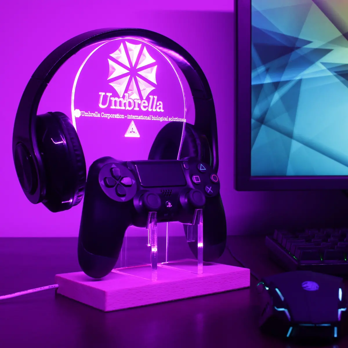 Resident Evil Umbrella Led Gaming Headset Controller Stand 1