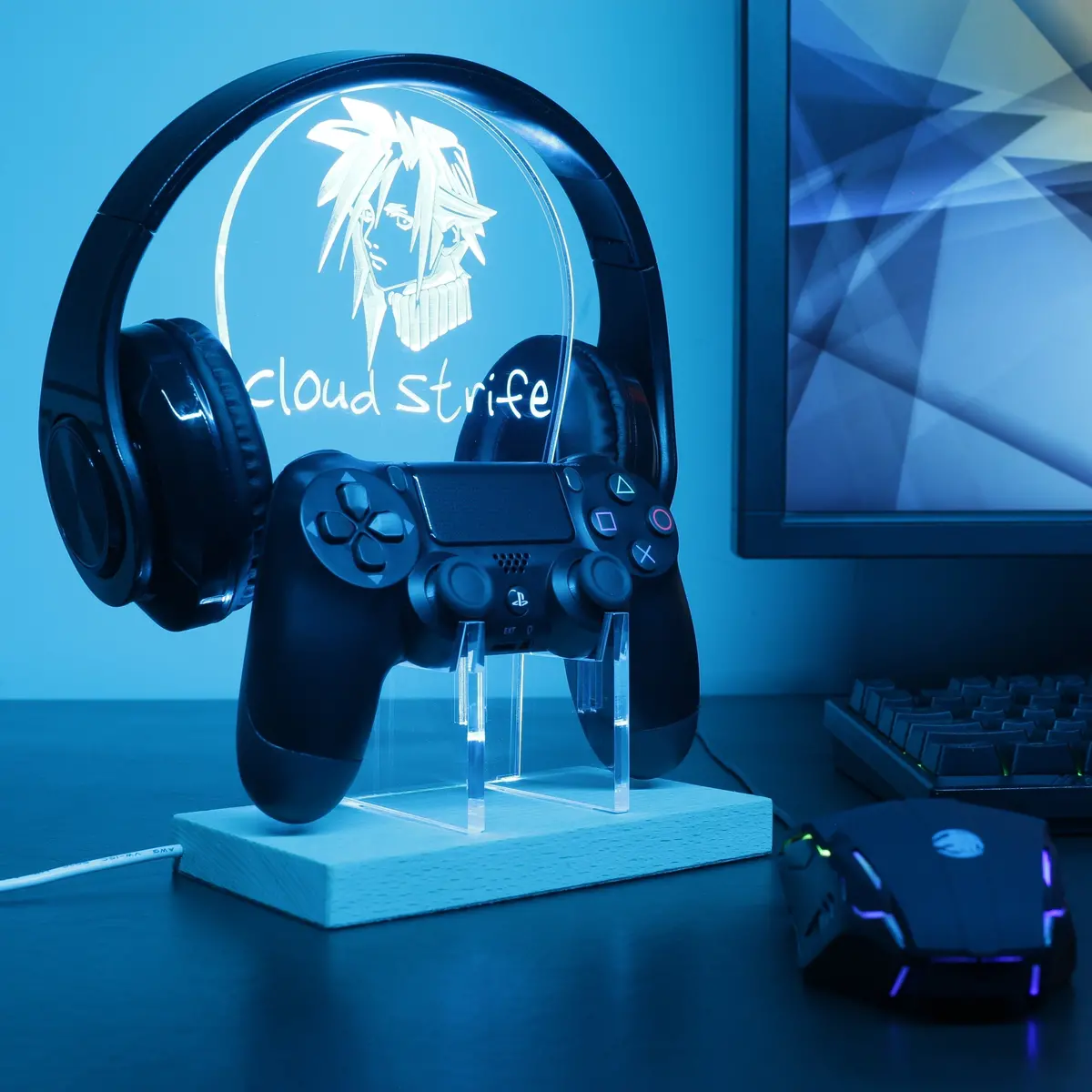 Final Fantasy Cloud Strife Led Gaming Headset Controller Stand 1