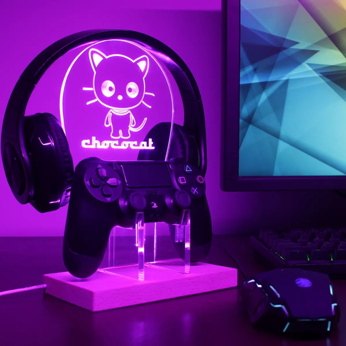 Chococat Led Gaming Headset Controller Stand 1