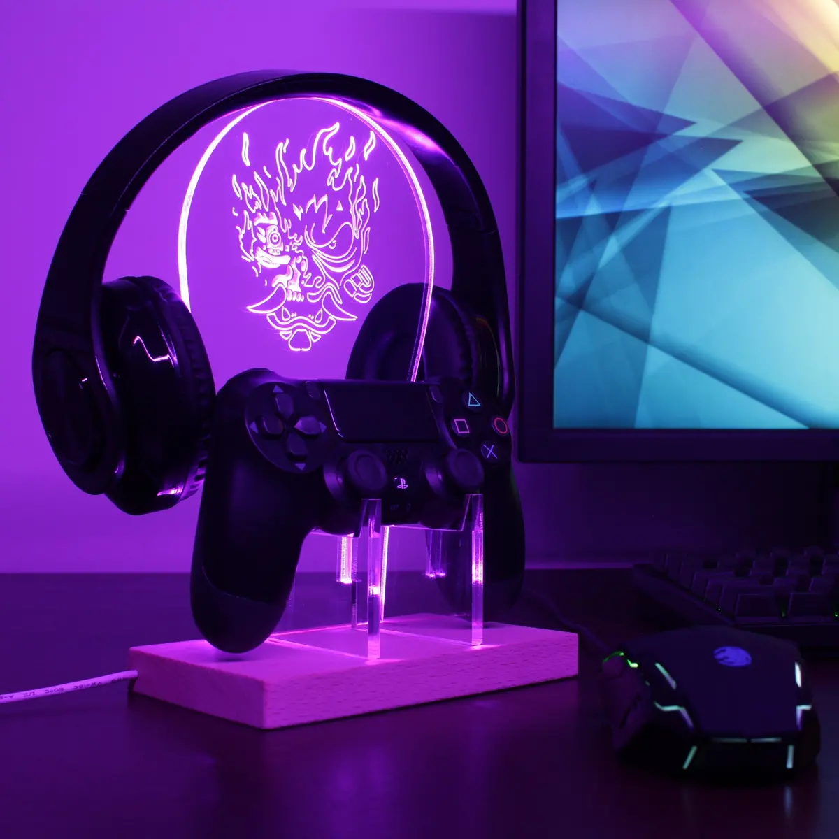 Cyberpunk 2077 Led Gaming Headset Controller Stand 1