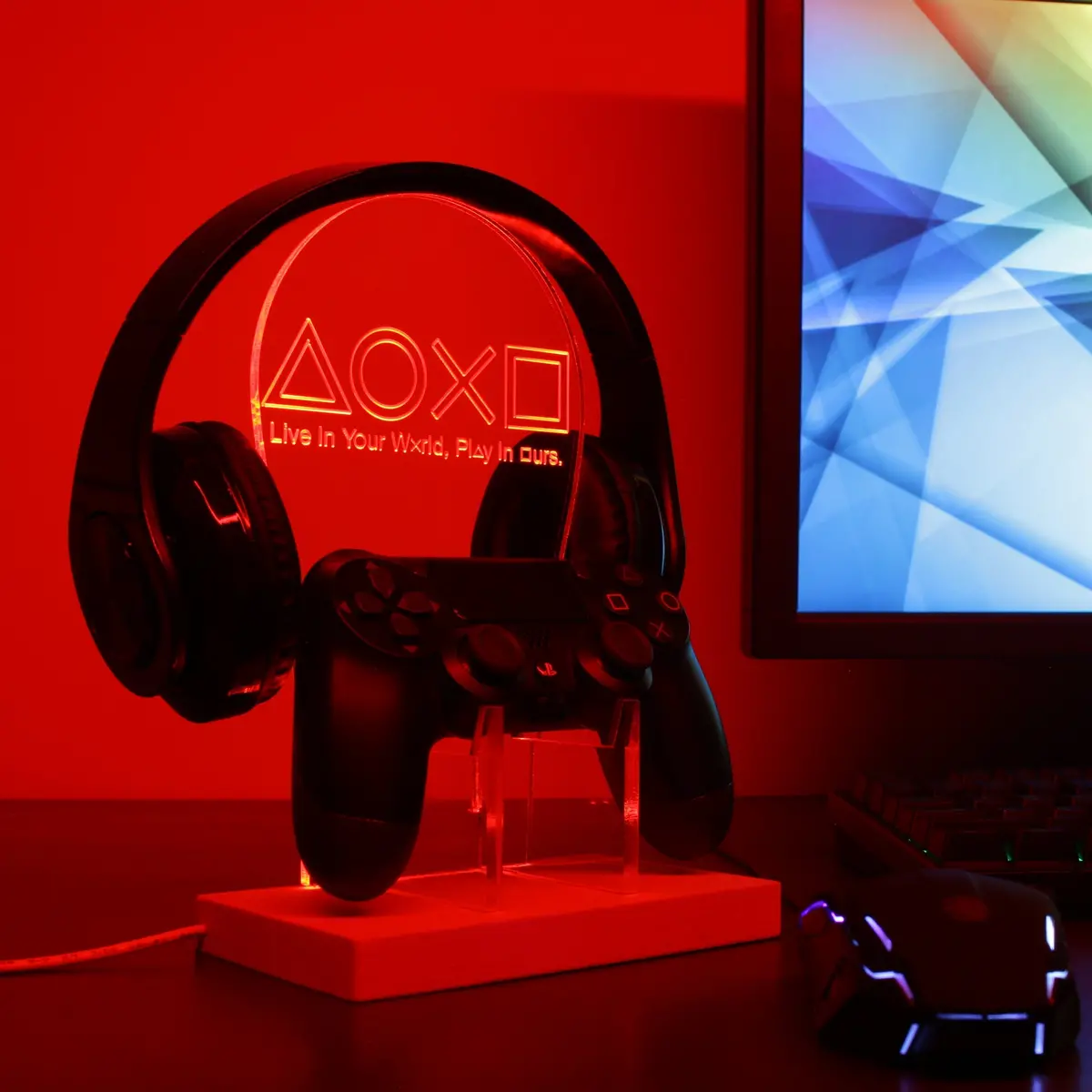 Playstation Console Symbol Led Gaming Headset Controller Stand 1