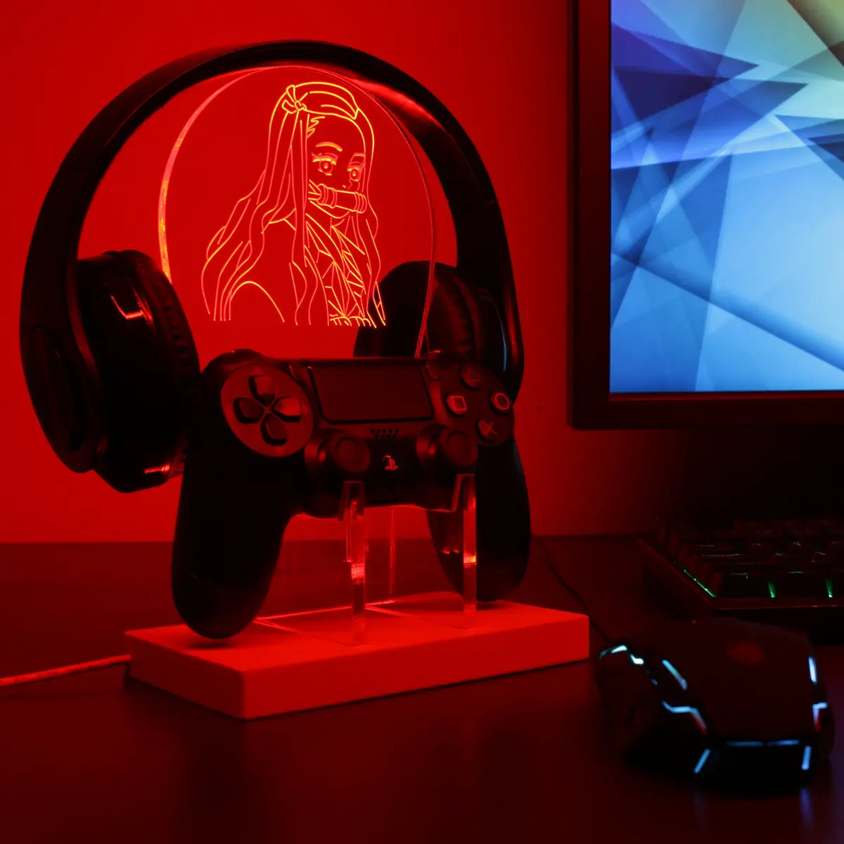 Demon Slayer Nezuko Kamado Led Gaming Headset Controller Stand 1