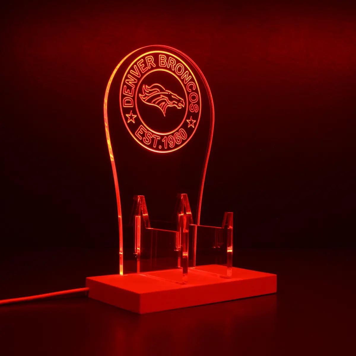 Custom Your Sport Team Denver Broncos Est. 1960 Rgb Led Gaming Headset Controller Stand 2