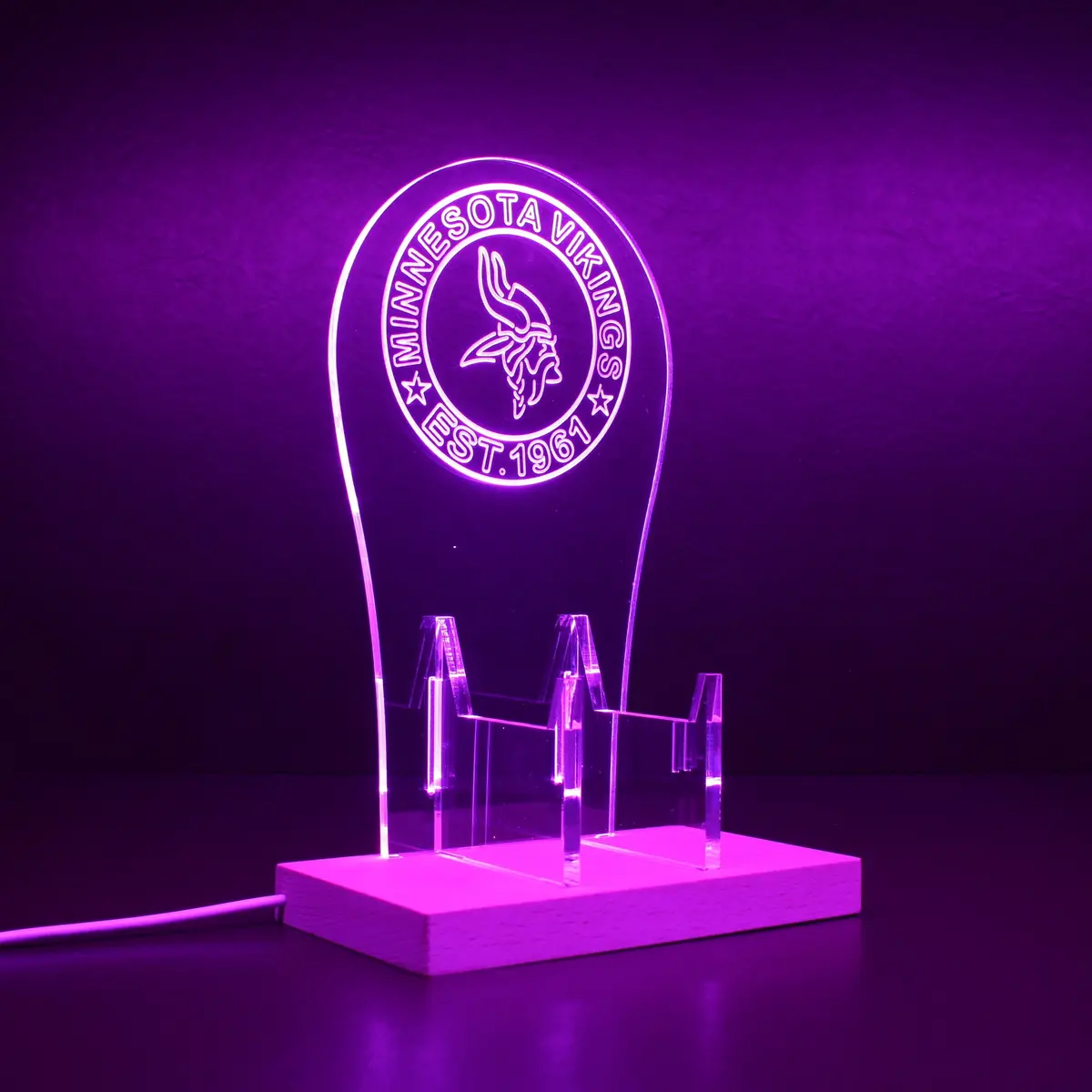 Custom Your Sport Team Minnesota Vikings Est. 1961 Rgb Led Gaming Headset Controller Stand 1