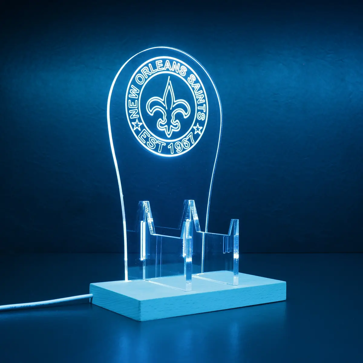 Custom Your Sport Team New Orleans Saints Est. 1967 Rgb Led Gaming Headset Controller Stand 1