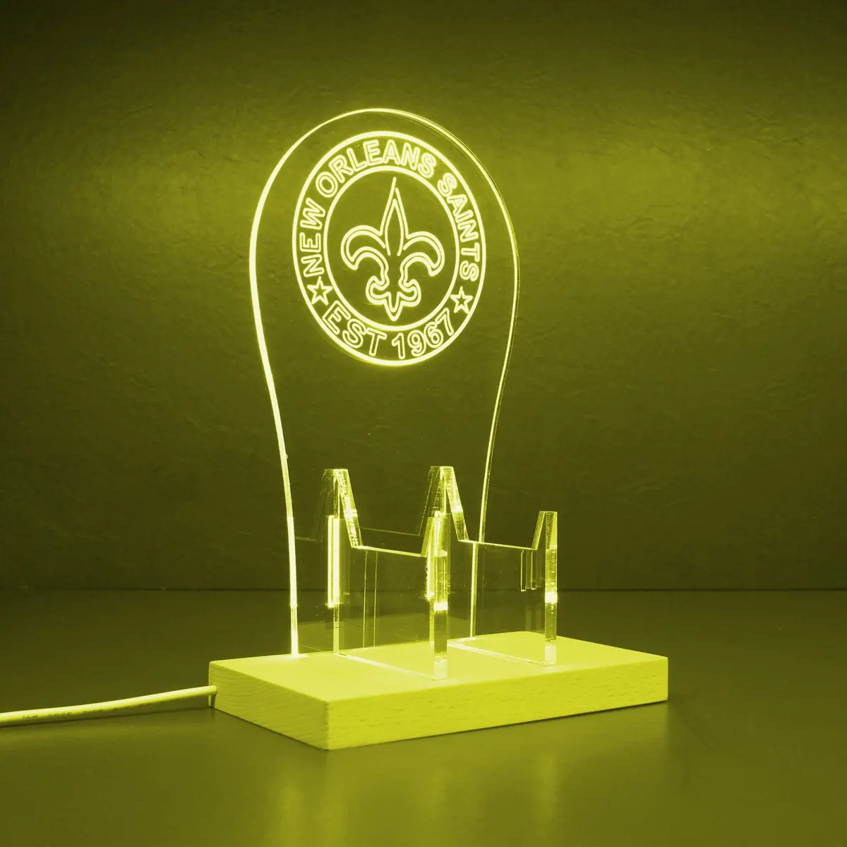 Custom Your Sport Team New Orleans Saints Est. 1967 Rgb Led Gaming Headset Controller Stand 2