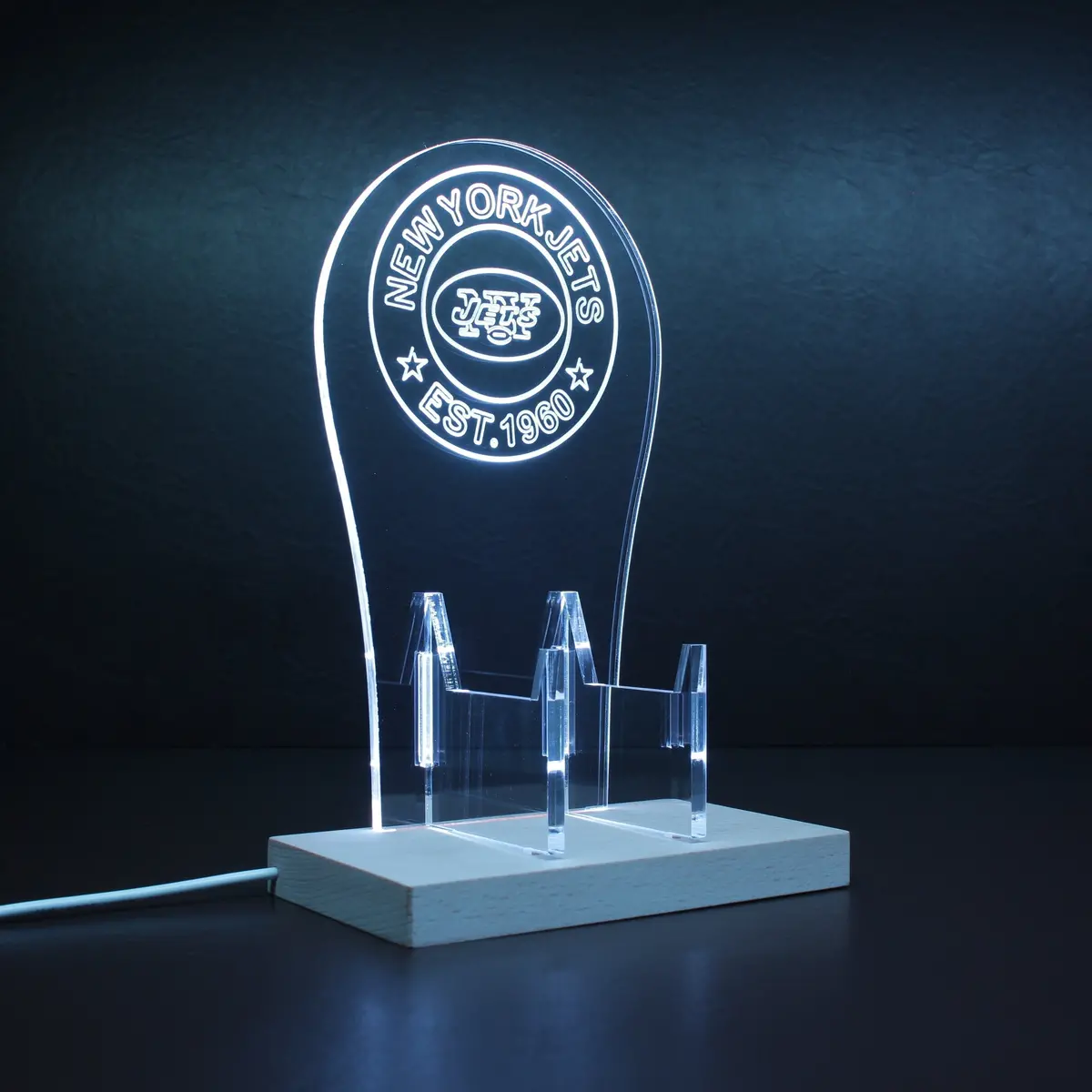 Custom Your Sport Team New York Jets Est. 1960 Rgb Led Gaming Headset Controller Stand 1