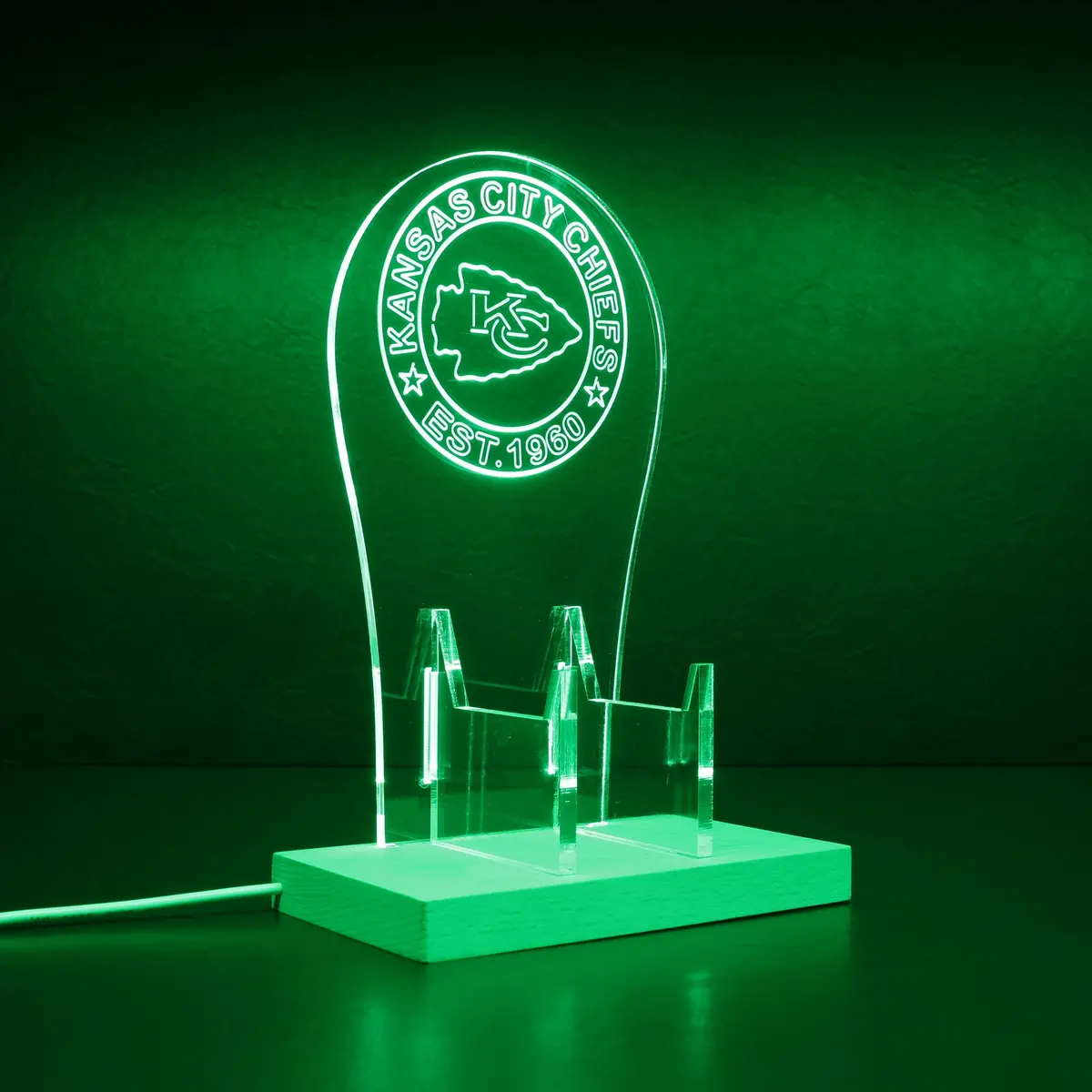Custom Your Sport Team Kansas City Chiefs Est. 1960 Rgb Led Gaming Headset Controller Stand 1