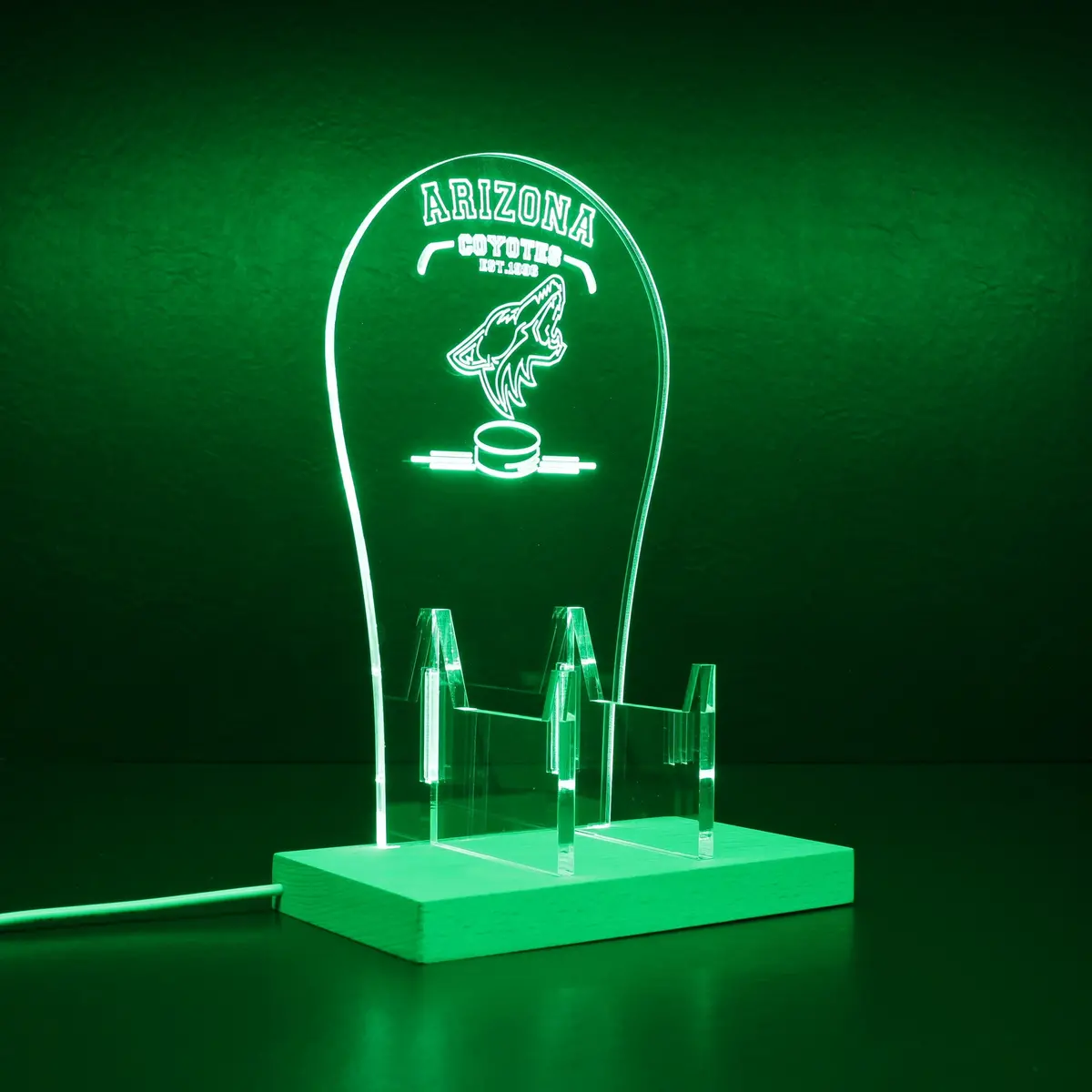 Custom Your Sport Team Arizona Coyotes Est. 1996 Rgb Led Gaming Headset Controller Stand 1