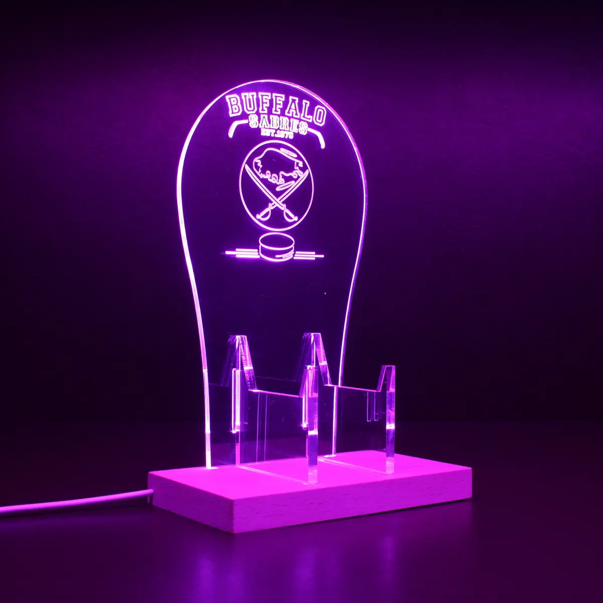 Custom Your Sport Team Buffalo Sabres Est. 1970 Rgb Led Gaming Headset Controller Stand 1