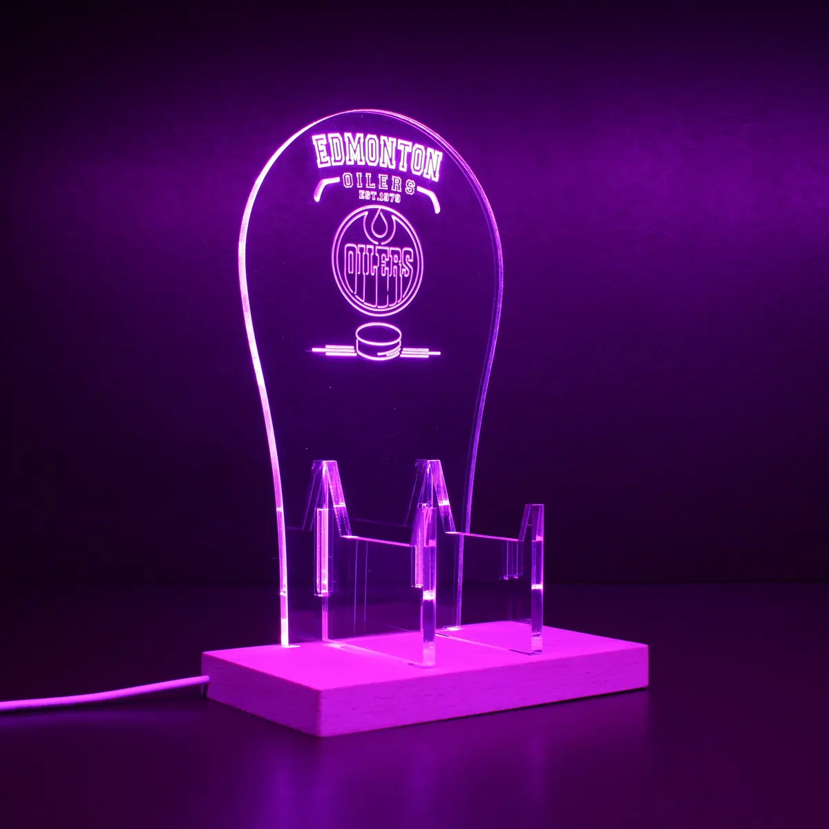 Custom Your Sport Team Edmonton Oilers Est. 1979 Rgb Led Gaming Headset Controller Stand 1