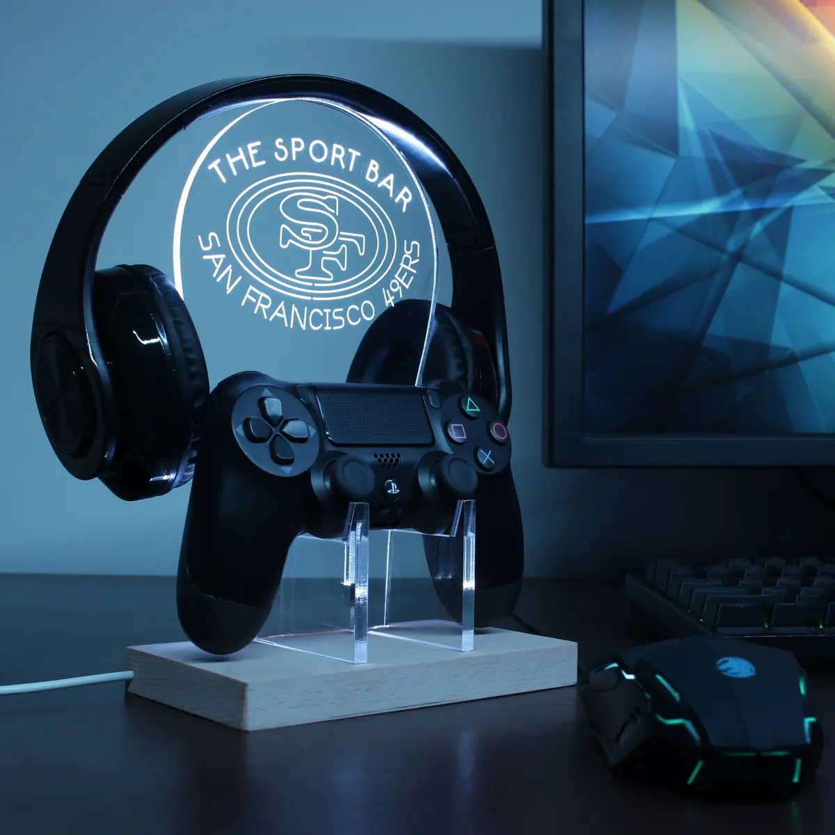 San Francisco 49Ers Personalized Rgb Led Gaming Headset Controller Stand 2