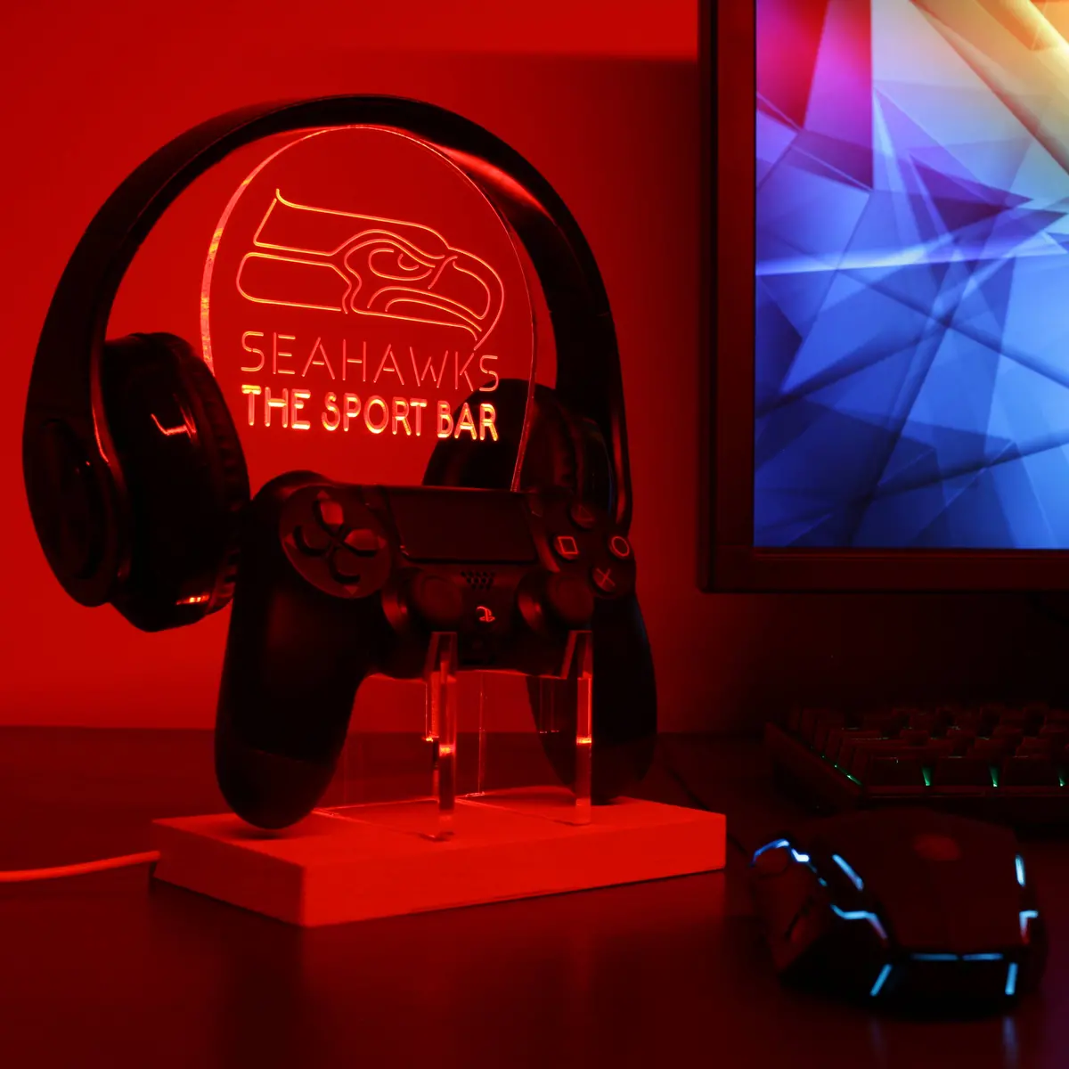 Seattle Seahawks Personalized Rgb Led Gaming Headset Controller Stand 2