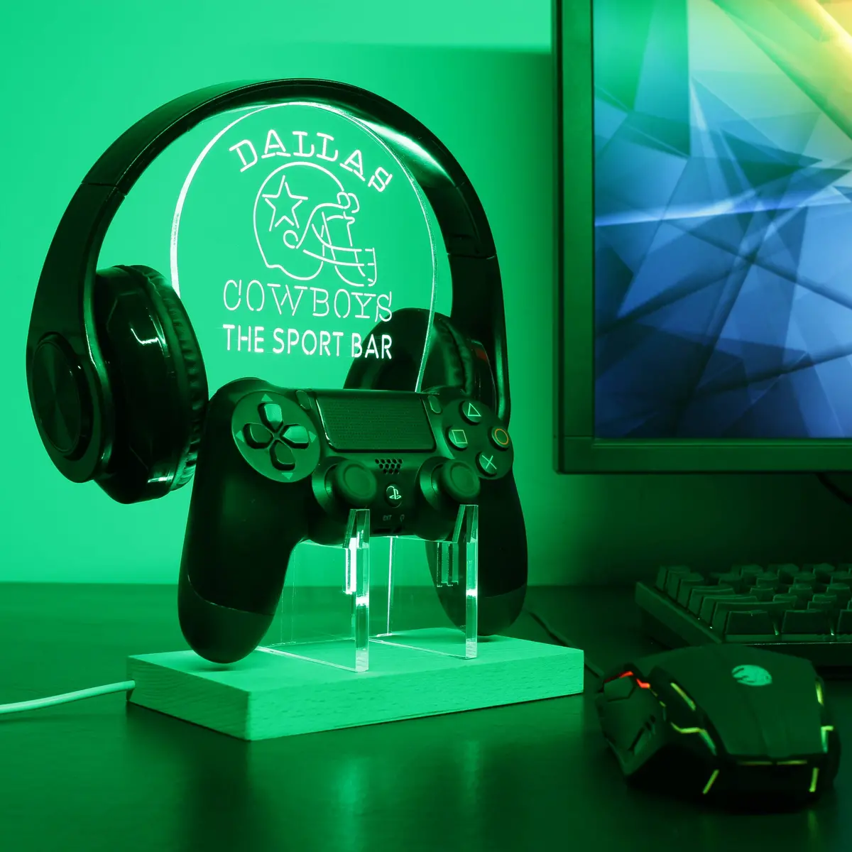Dallas Cowboys Personalized Rgb Led Gaming Headset Controller Stand 1