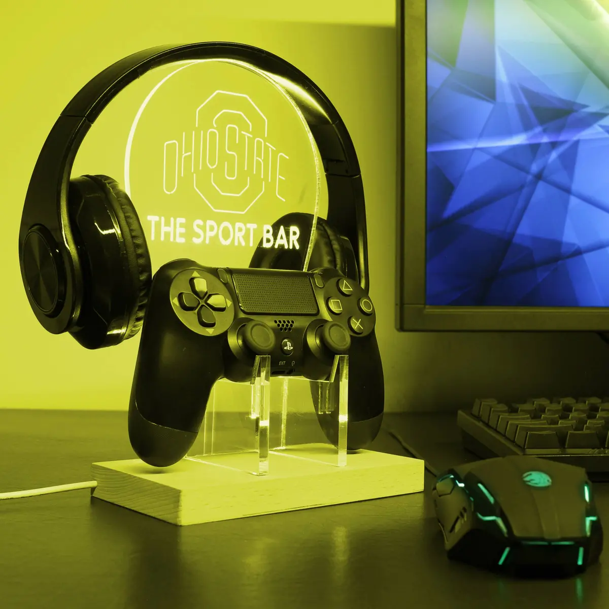 Ohio State Buckeyes Personalized Rgb Led Gaming Headset Controller Stand 1