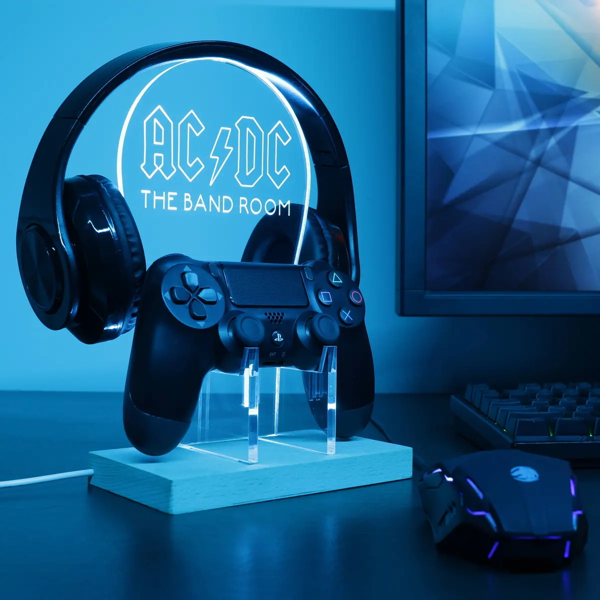 Acdc Band Music Club Custom Rgb Led Gaming Headset Controller Stand 1