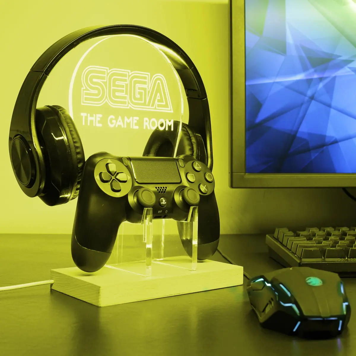 Sega Custom Game Room Rgb Led Gaming Headset Controller Stand 1